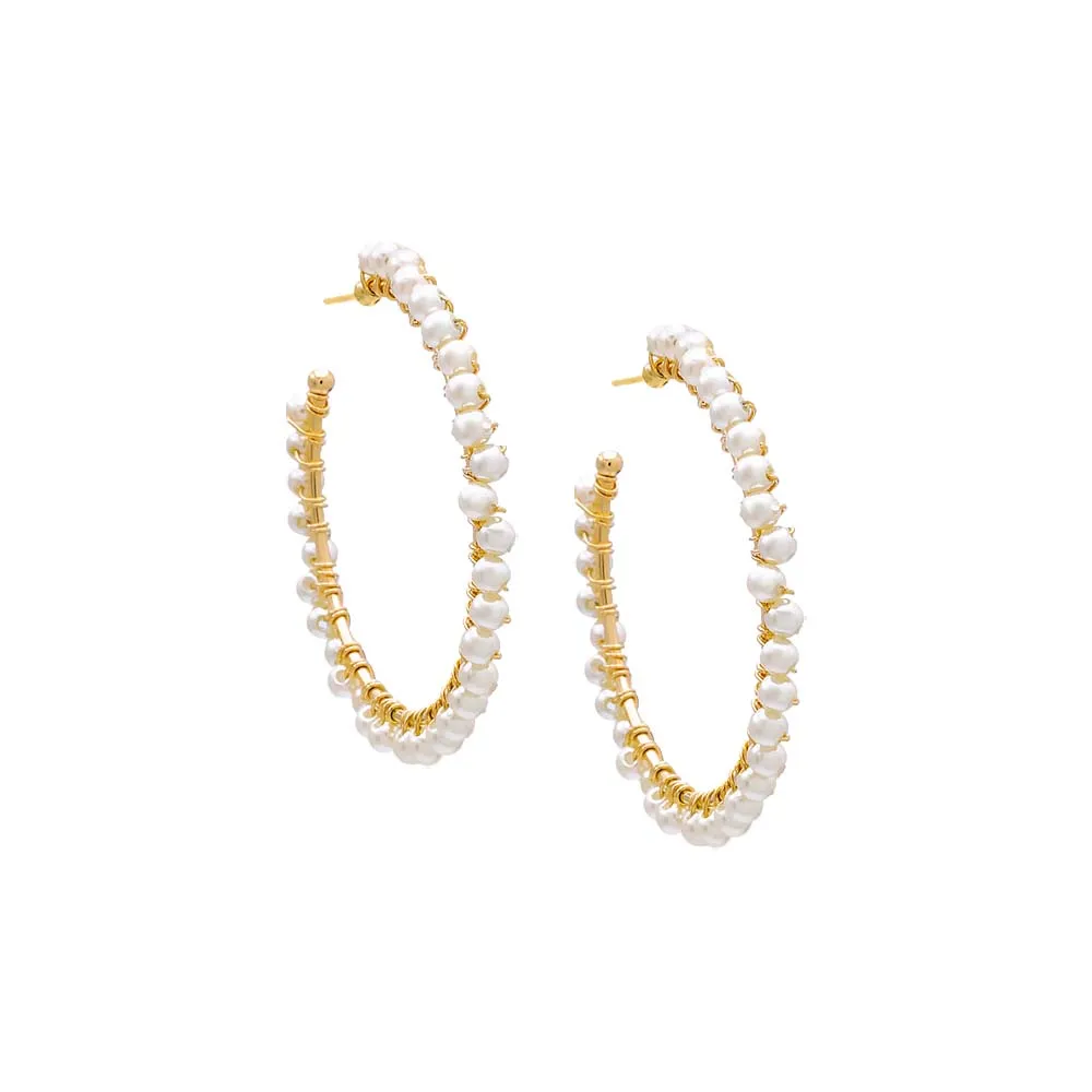 Multi Pearl Large Hoop Earring