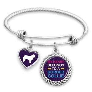 My Heart Belongs To A Border Collie Charm Bracelet