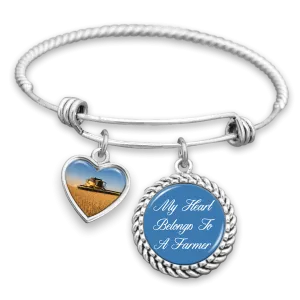 My Heart Belongs To A Farmer Charm Bracelet