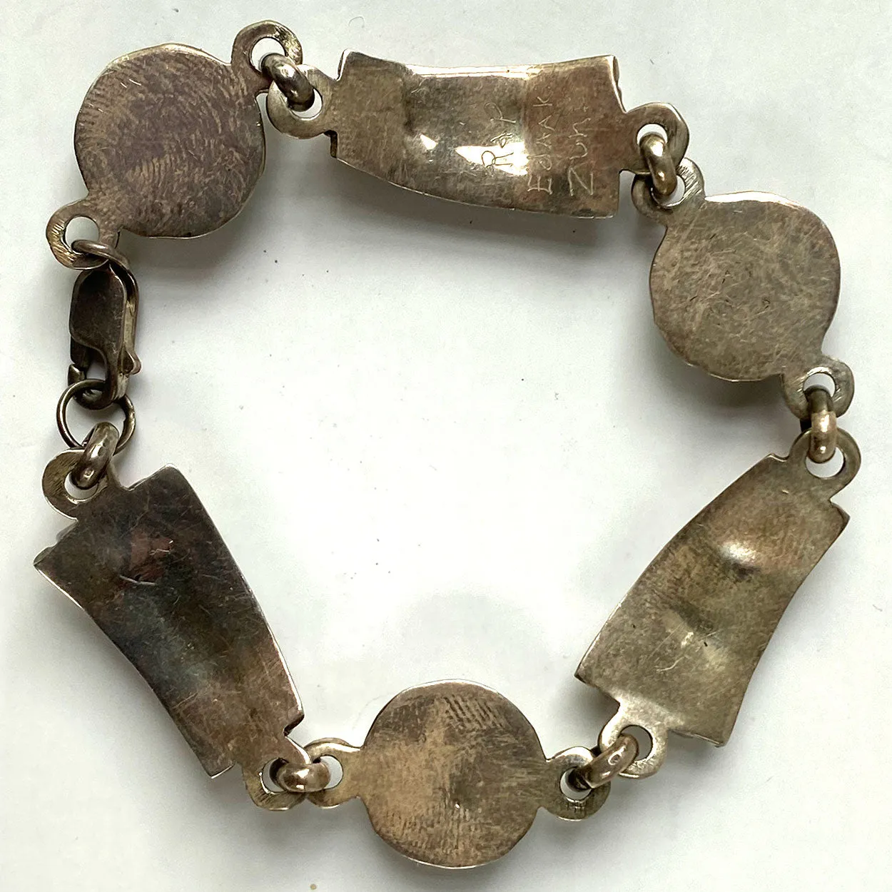 Native American Raylan & Patty Edaakie Zuni Silver and Mosaic Stone Sunface Bracelet