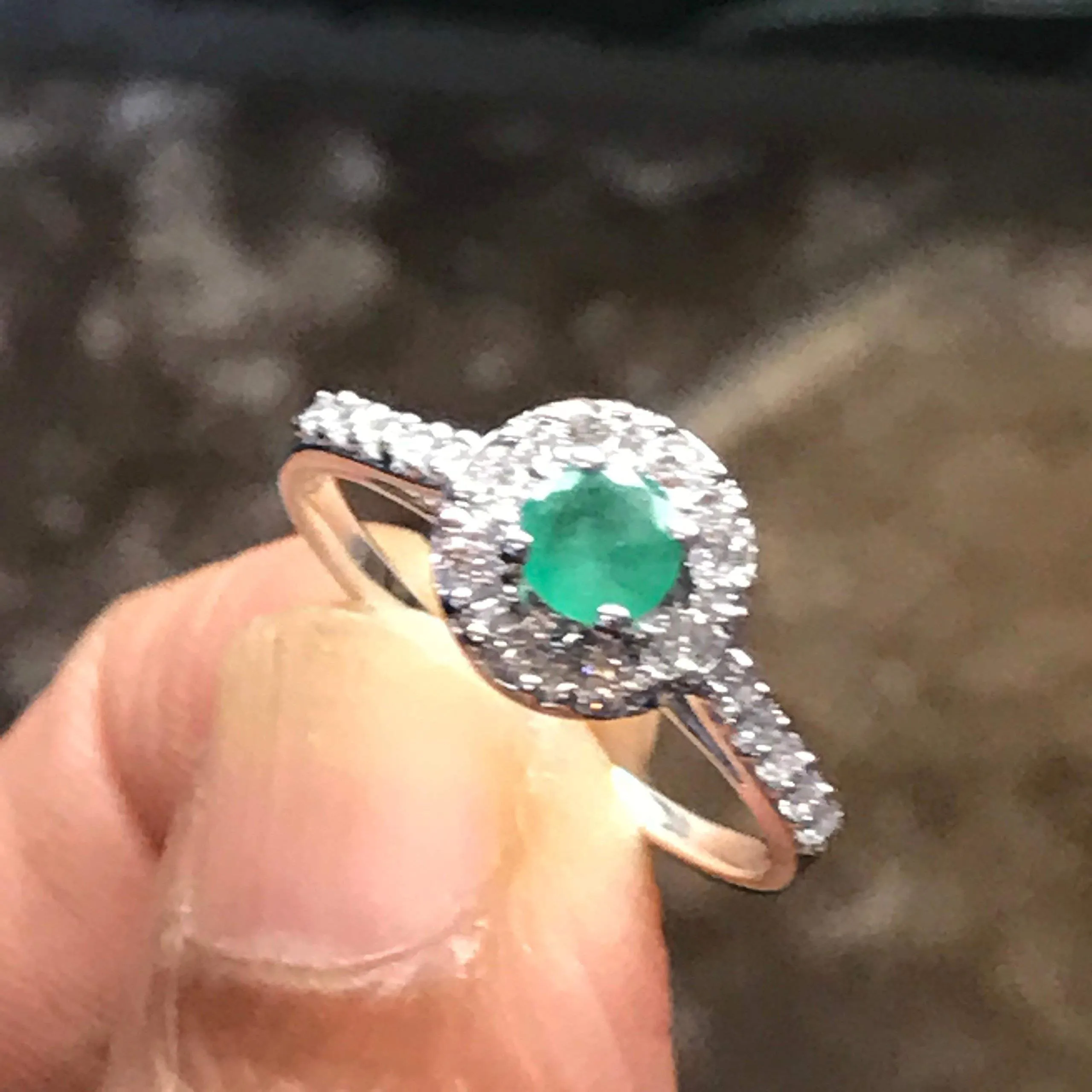 Natural Green Emerald 925 Solid Sterling Silver Engagement Ring Size 6, 7, 8, 9