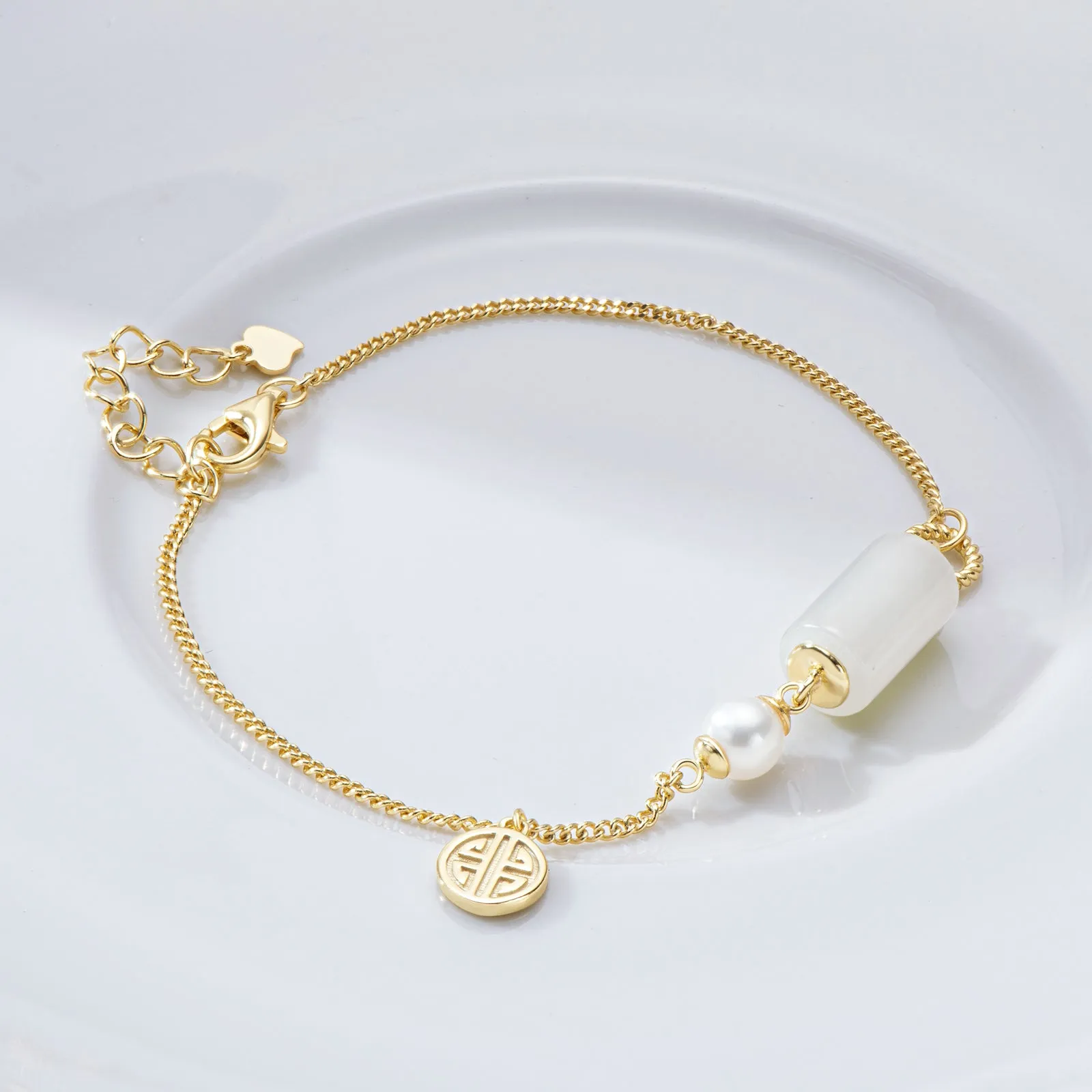 Natural Hetian Jade & Freshwater Pearl Fashion Bracelet