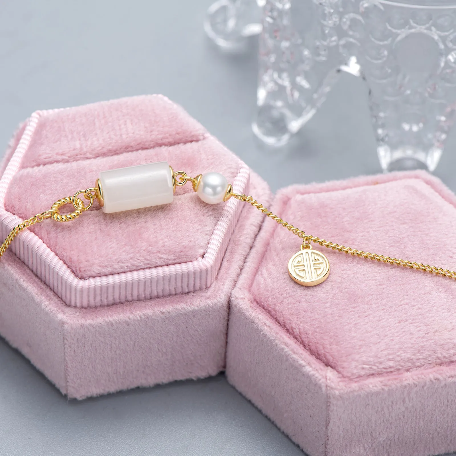 Natural Hetian Jade & Freshwater Pearl Fashion Bracelet