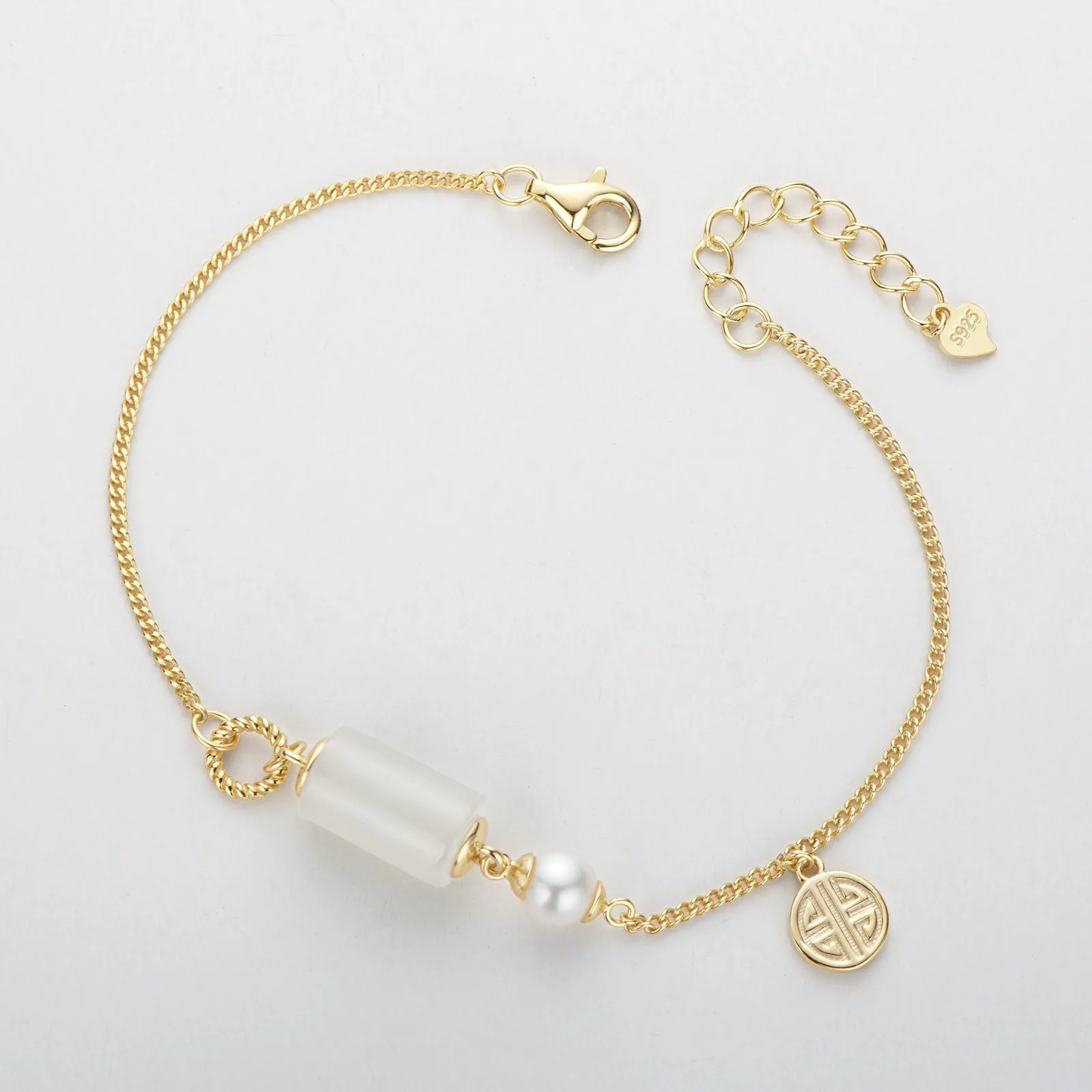 Natural Hetian Jade & Freshwater Pearl Fashion Bracelet