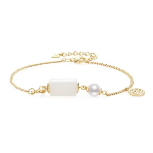 Natural Hetian Jade & Freshwater Pearl Fashion Bracelet