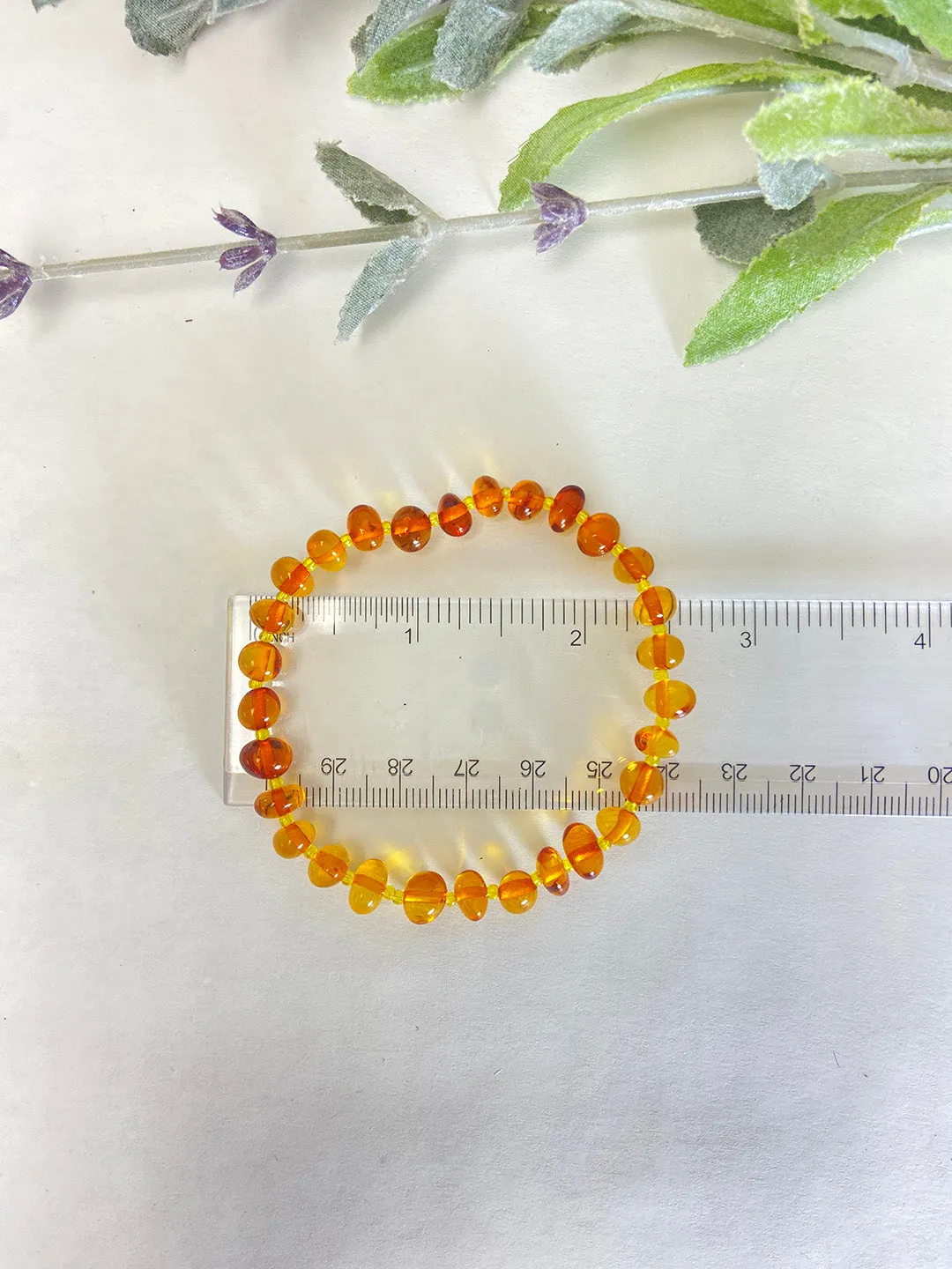Natural Stone Gem and Seed Bead Bracelet 7 inch Stretch-Amber