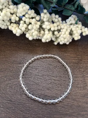 Natural Stone Gem Bracelet 7 inch 4mm Stretch-Clear Quartz