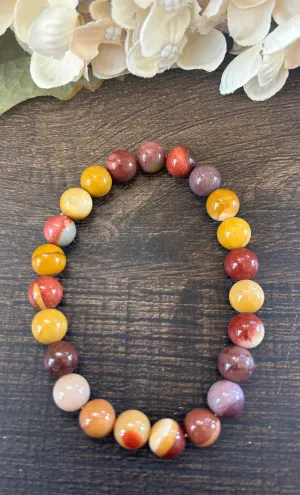Natural Stone Gem Bracelet 7 inch 8MM Stretch-Mookaite
