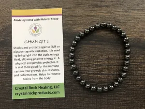 Natural Stone Gem Bracelet 7 inch 8MM Stretch -Shungite