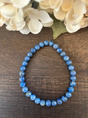 Natural Stone Gem Bracelet 7 inch Stretch 6mm-Lapis Lazuli