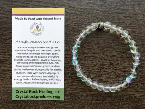 Natural Stone Gem Bracelet 7 inch Stretch- Angel Aura Quartz