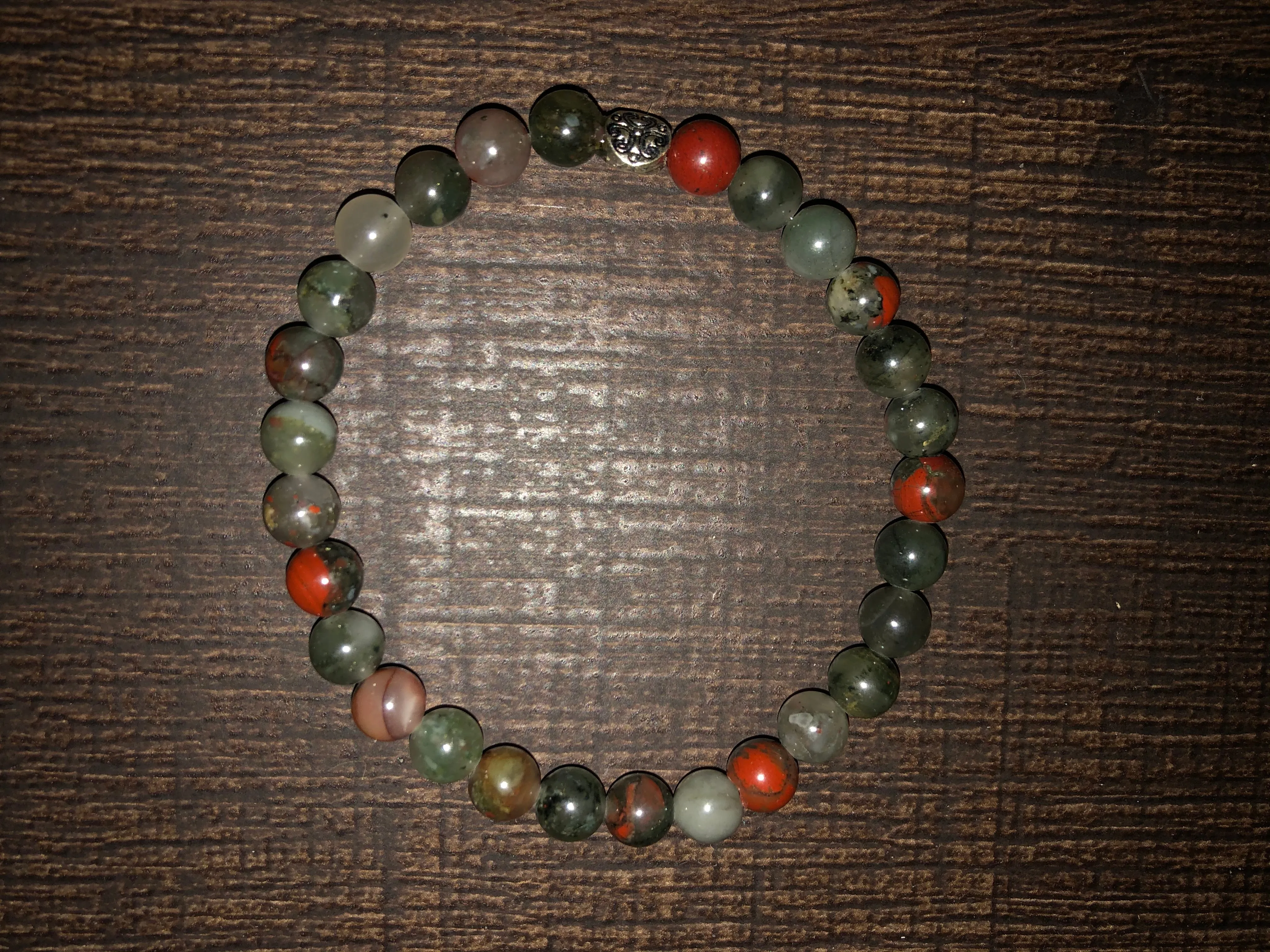 Natural Stone Gem Bracelet 7 inch Stretch - Bloodstone