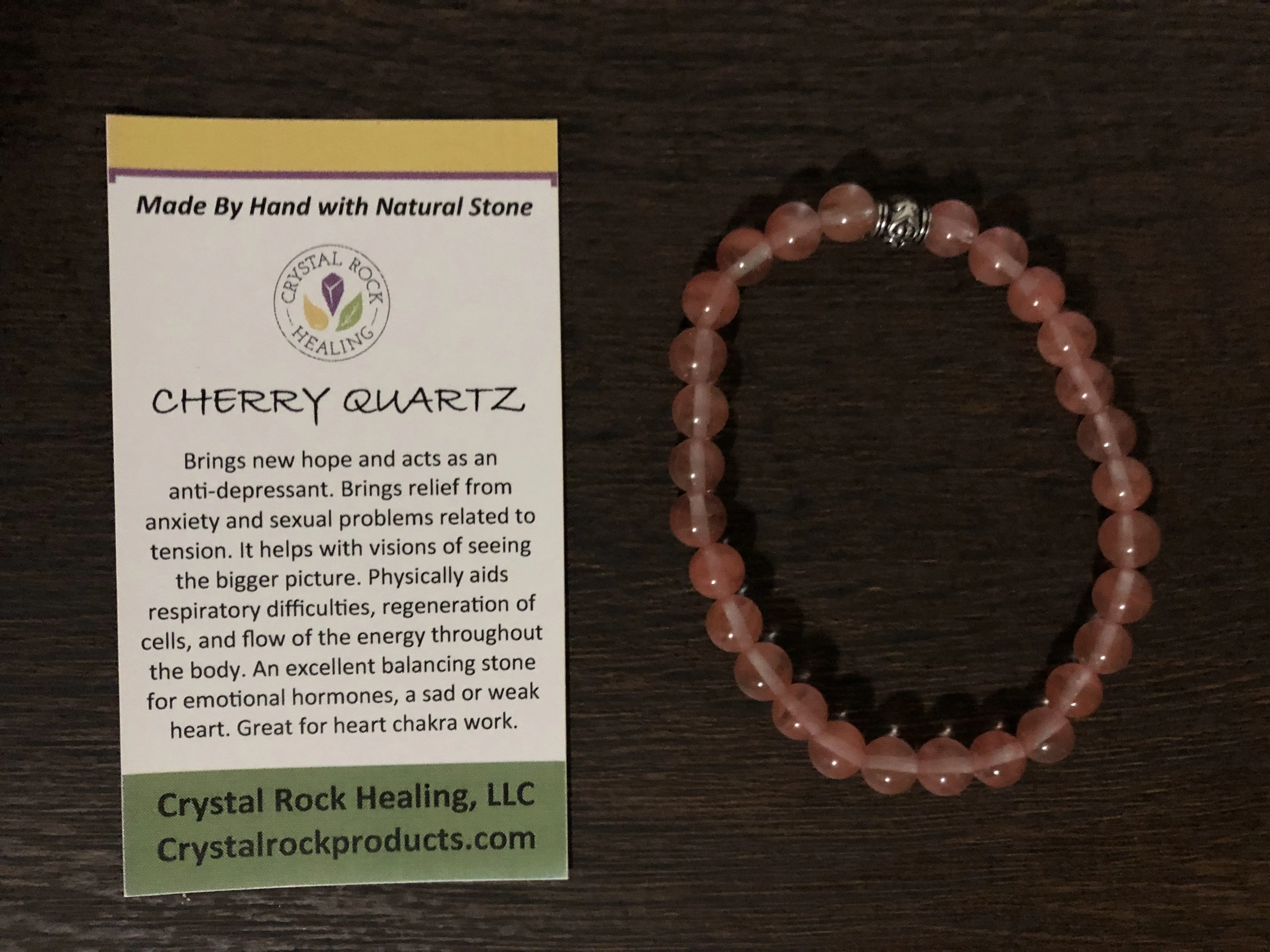 Natural Stone Gem Bracelet 7 inch Stretch-Cherry Quartz