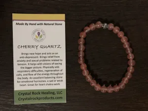 Natural Stone Gem Bracelet 7 inch Stretch-Cherry Quartz