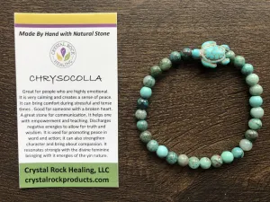 Natural Stone Gem Bracelet 7 inch Stretch-Chrysocolla