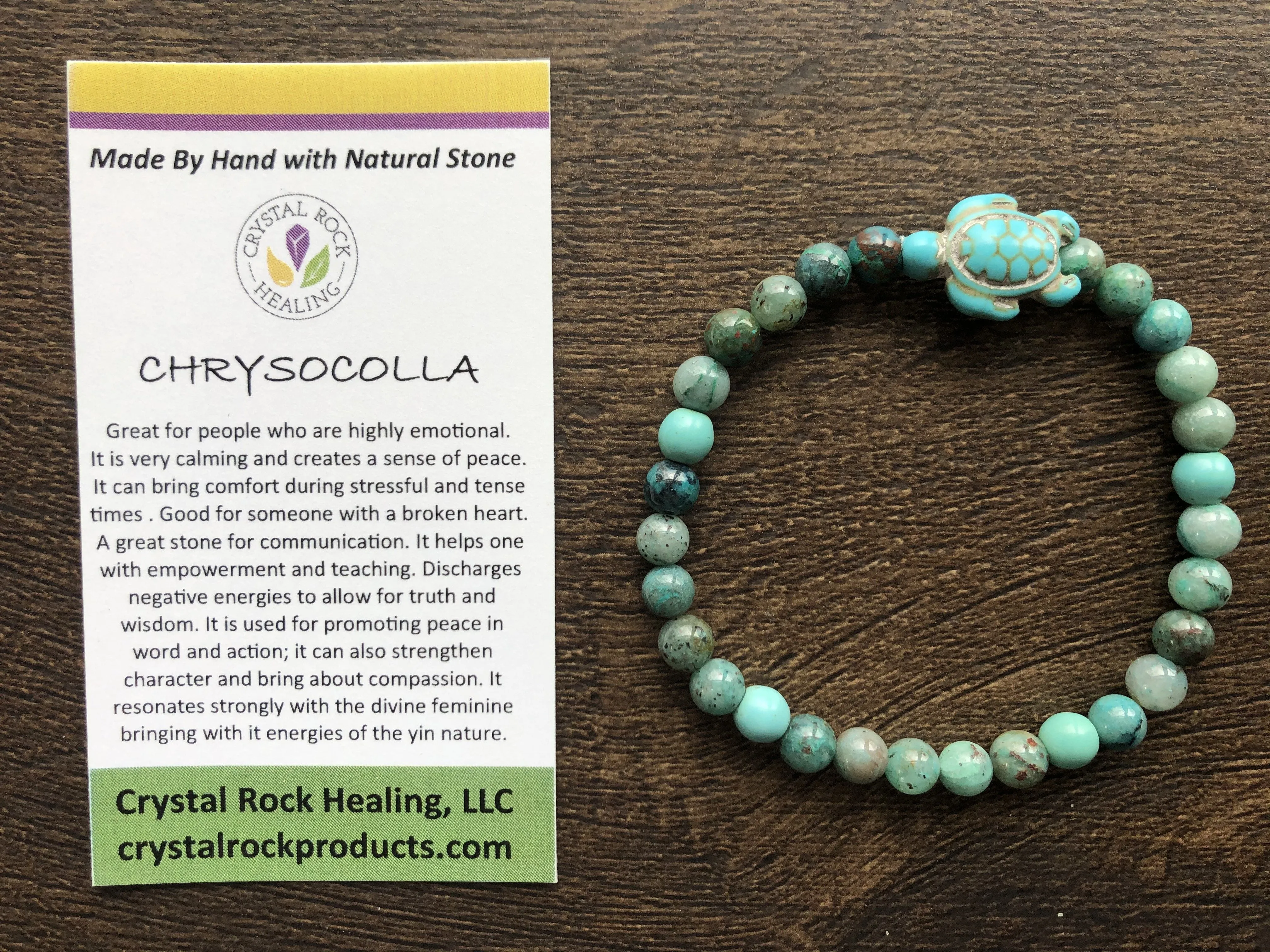 Natural Stone Gem Bracelet 7 inch Stretch-Chrysocolla