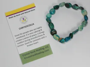 Natural Stone Gem Bracelet 7 inch Stretch-Chrysocolla