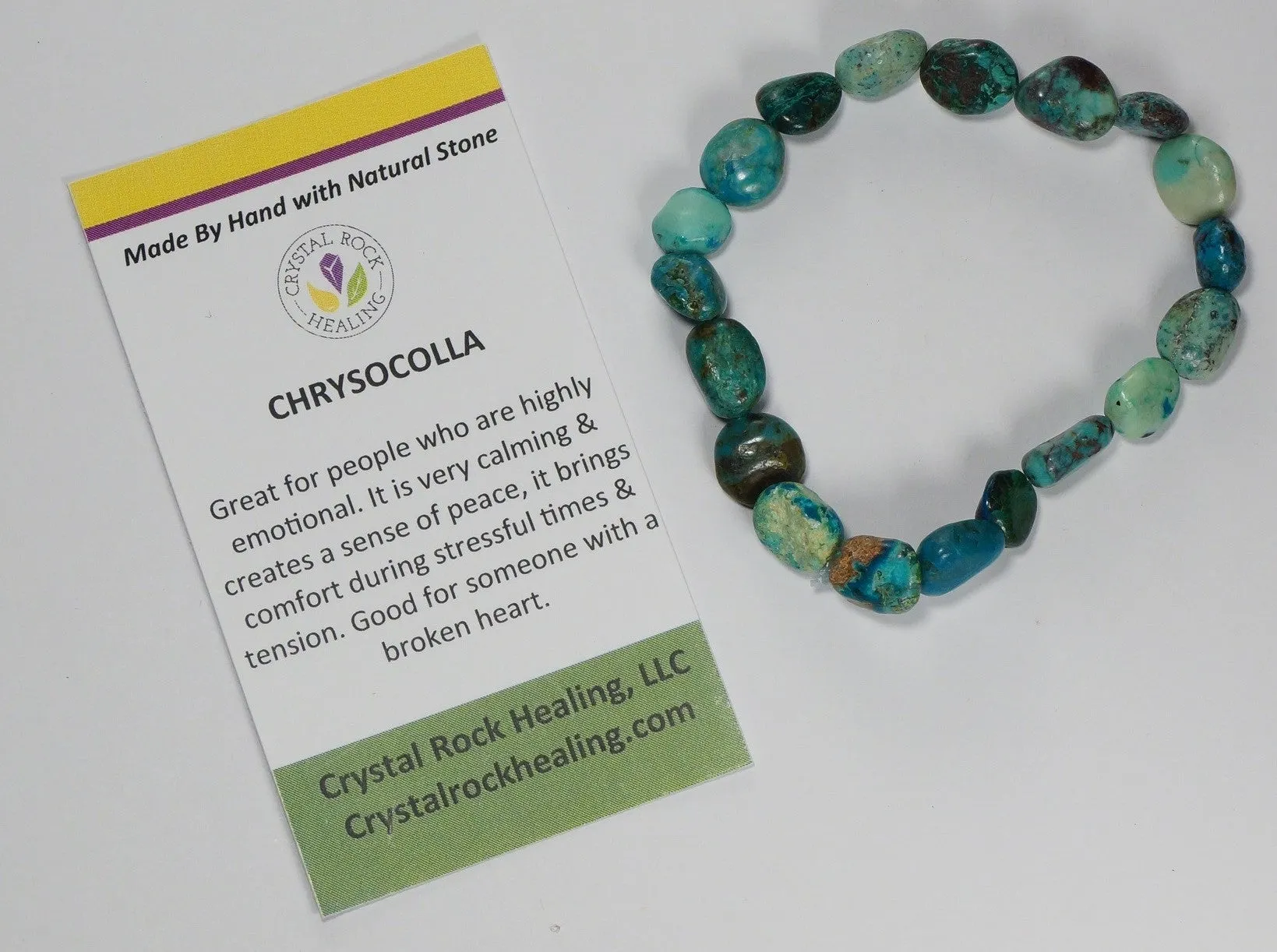 Natural Stone Gem Bracelet 7 inch Stretch-Chrysocolla