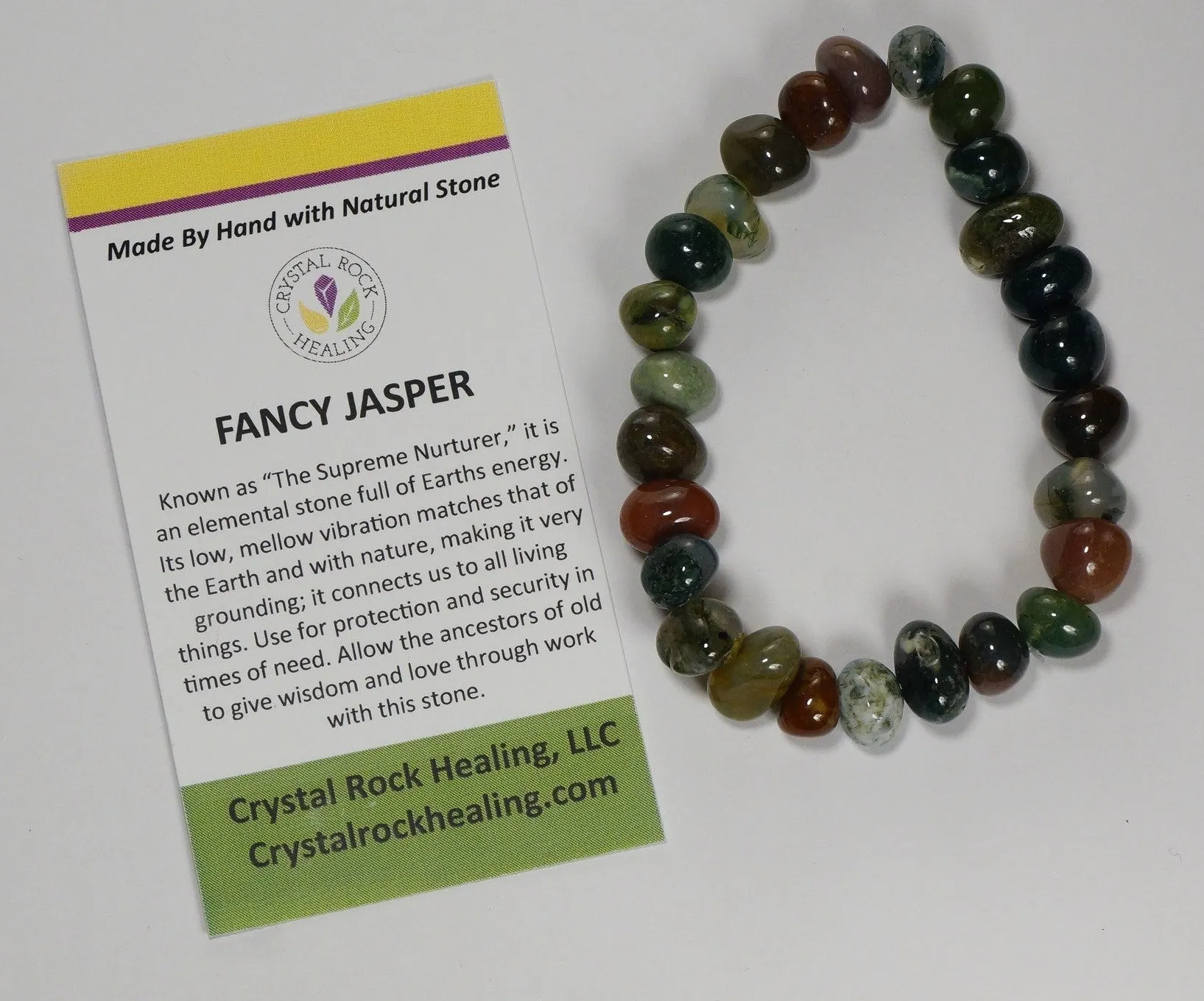 Natural Stone Gem Bracelet 7 inch Stretch-Fancy Jasper