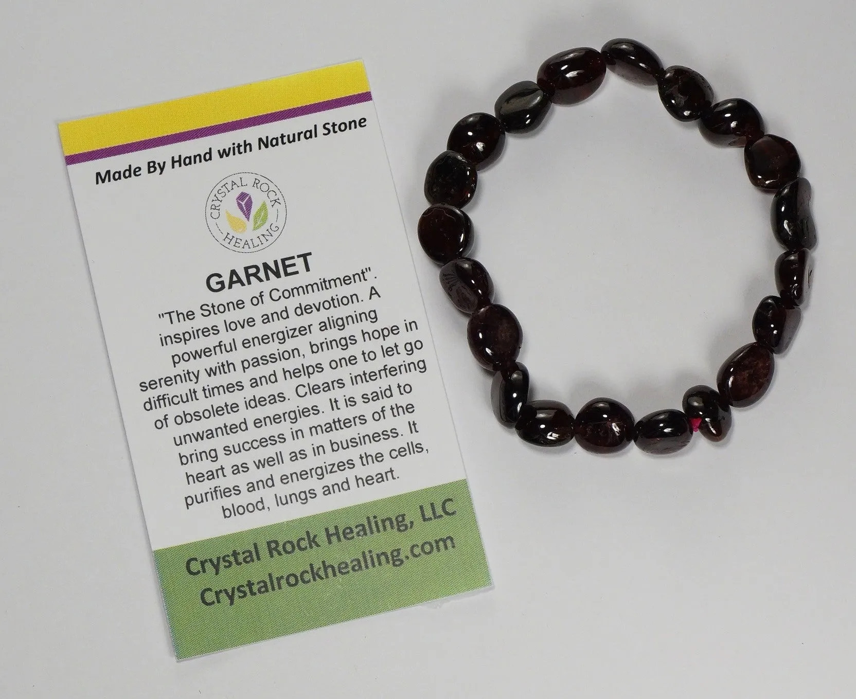 Natural Stone Gem Bracelet 7 inch Stretch-Garnet