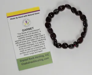 Natural Stone Gem Bracelet 7 inch Stretch-Garnet