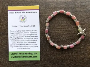 Natural Stone Gem Bracelet 7 inch Stretch-Pink Tourmaline