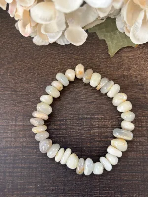 Natural Stone Gem Bracelet 7 inch Stretch - White Moonstone Chunk