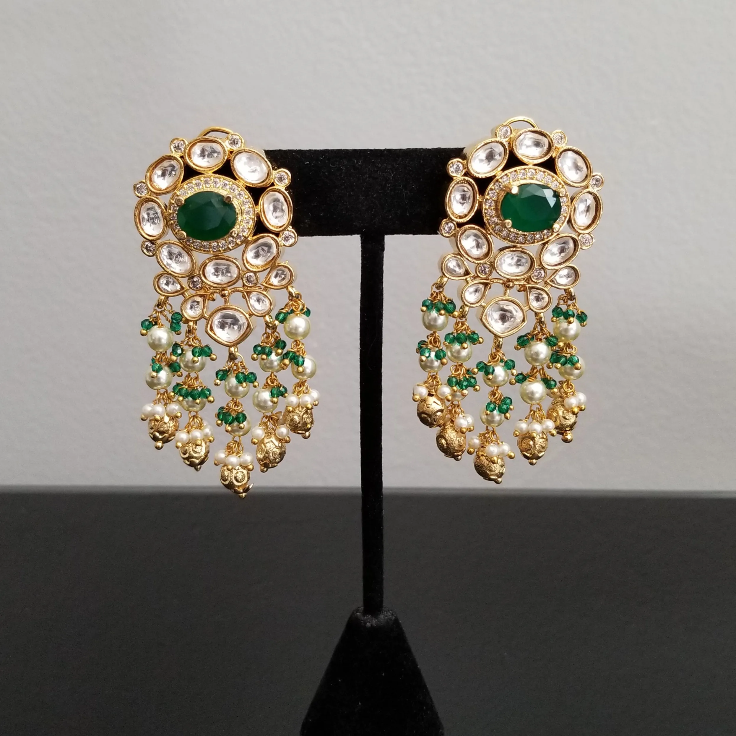 Neelima Kundan Earrings With Pearl Tassels