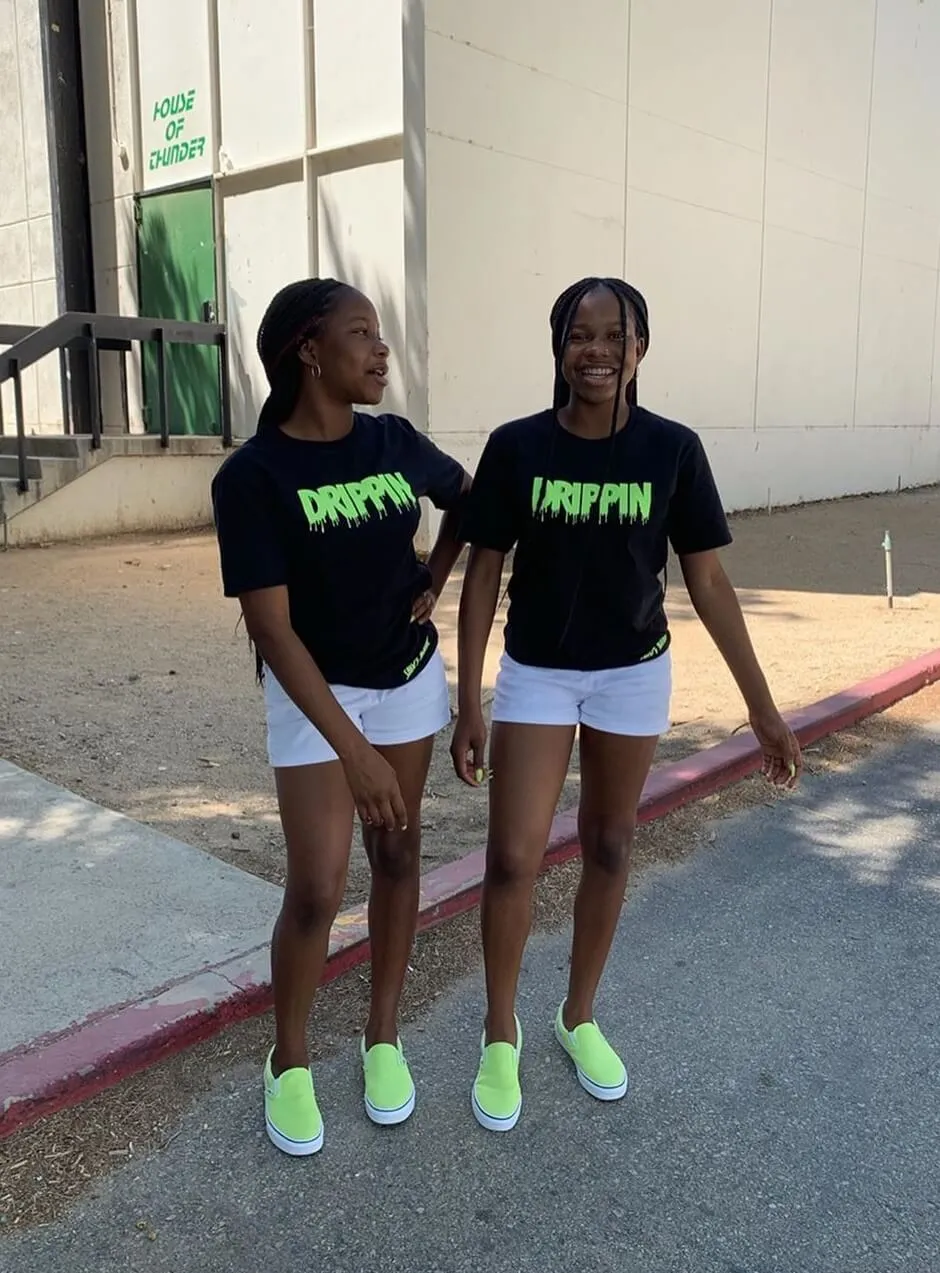 Neon Green Glitter Drippin (V3) | Black Tee