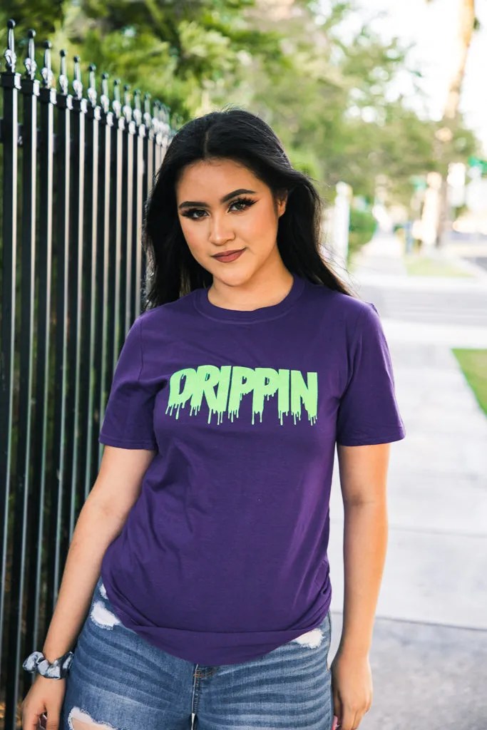 Neon Green Glitter Drippin (V3) | Purple Tee