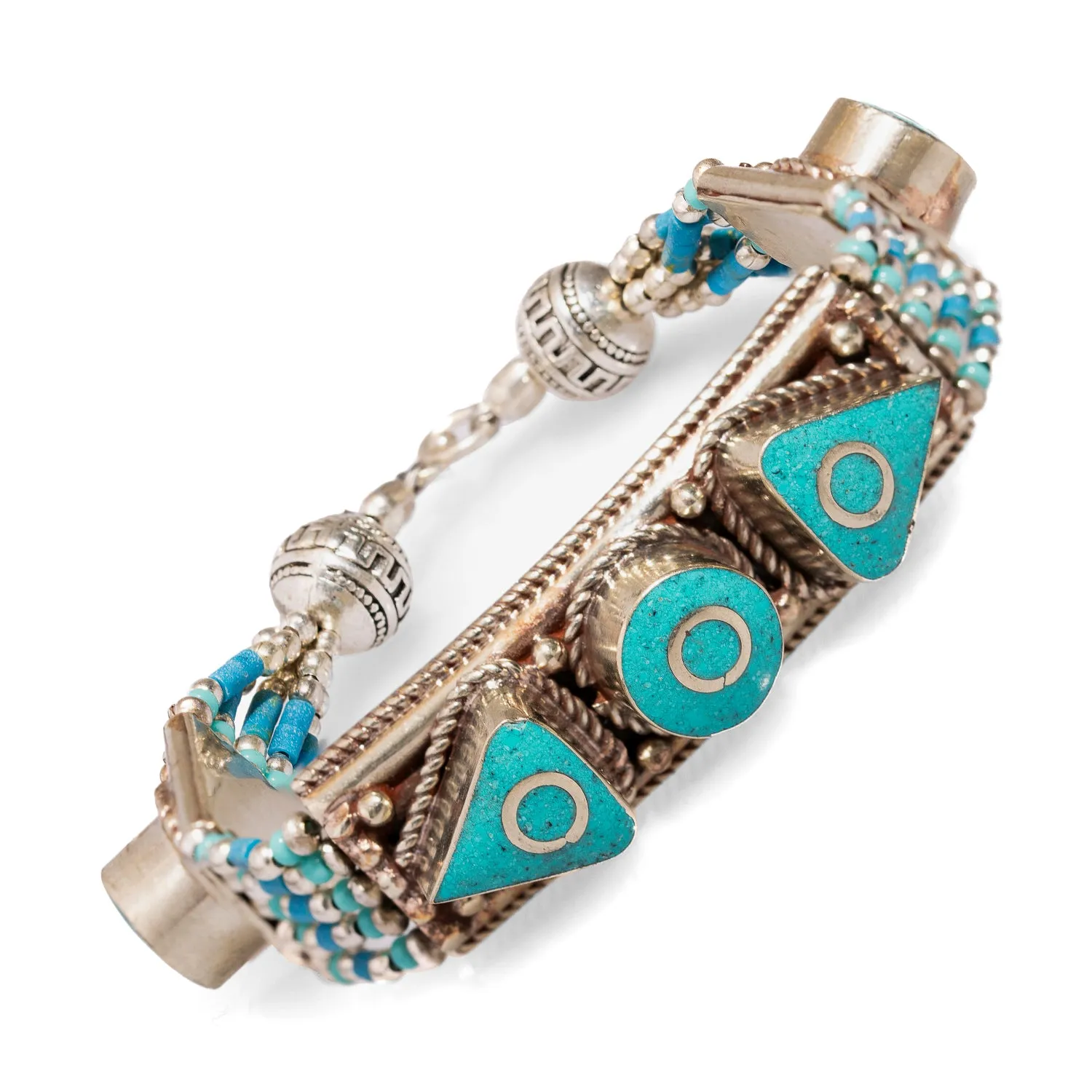 Nepal Design Turquoise & Silver Bohemian Bracelet