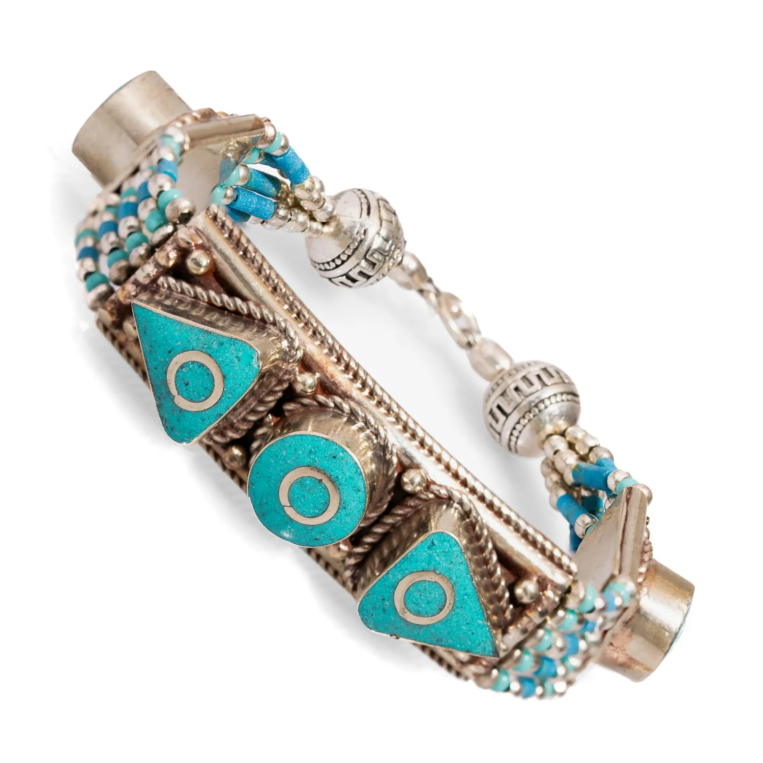 Nepal Design Turquoise & Silver Bohemian Bracelet