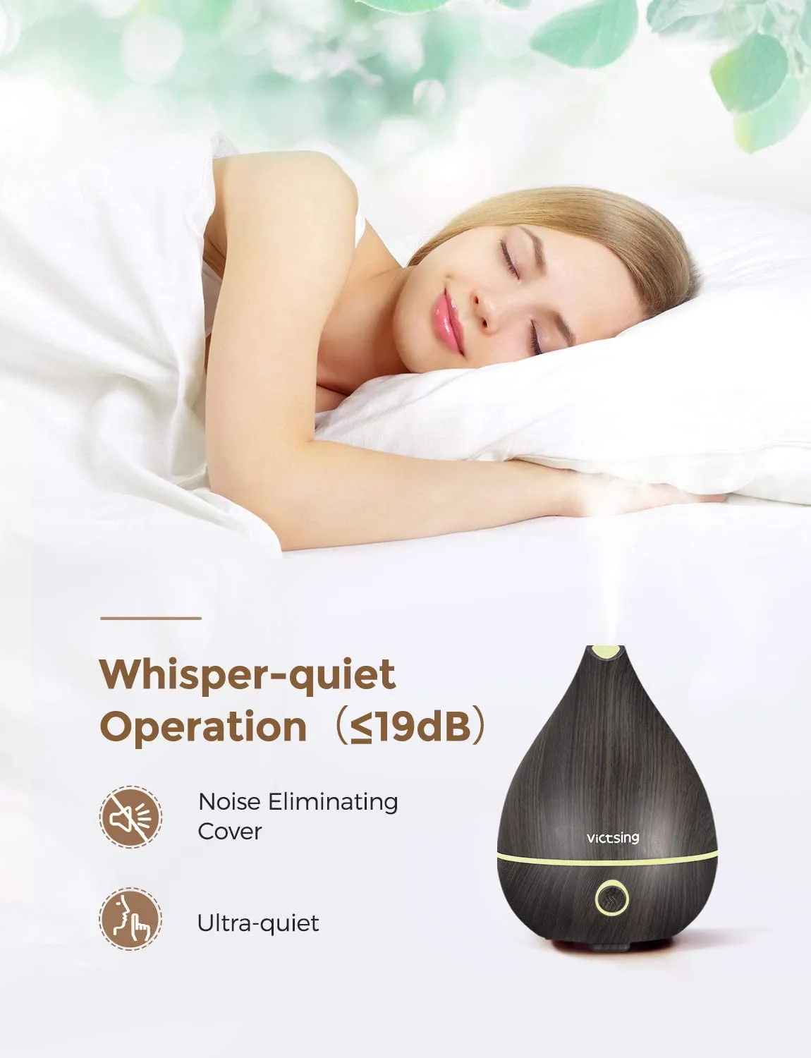 New in box! VicTsing Essential Oil Diffuser, 130ml Mini Portable Aromatherapy Ultrasonic Cool Mist Humidifier with 4-in-1 Button Control, Sleep Mode, Auto-Off, 8-Color Night Light-Black