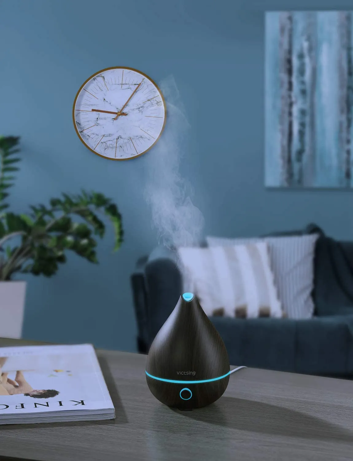 New in box! VicTsing Essential Oil Diffuser, 130ml Mini Portable Aromatherapy Ultrasonic Cool Mist Humidifier with 4-in-1 Button Control, Sleep Mode, Auto-Off, 8-Color Night Light-Black