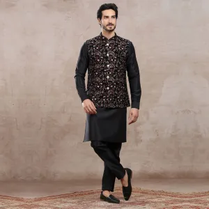 Obsidian Black Nightfall Bandi Kurta