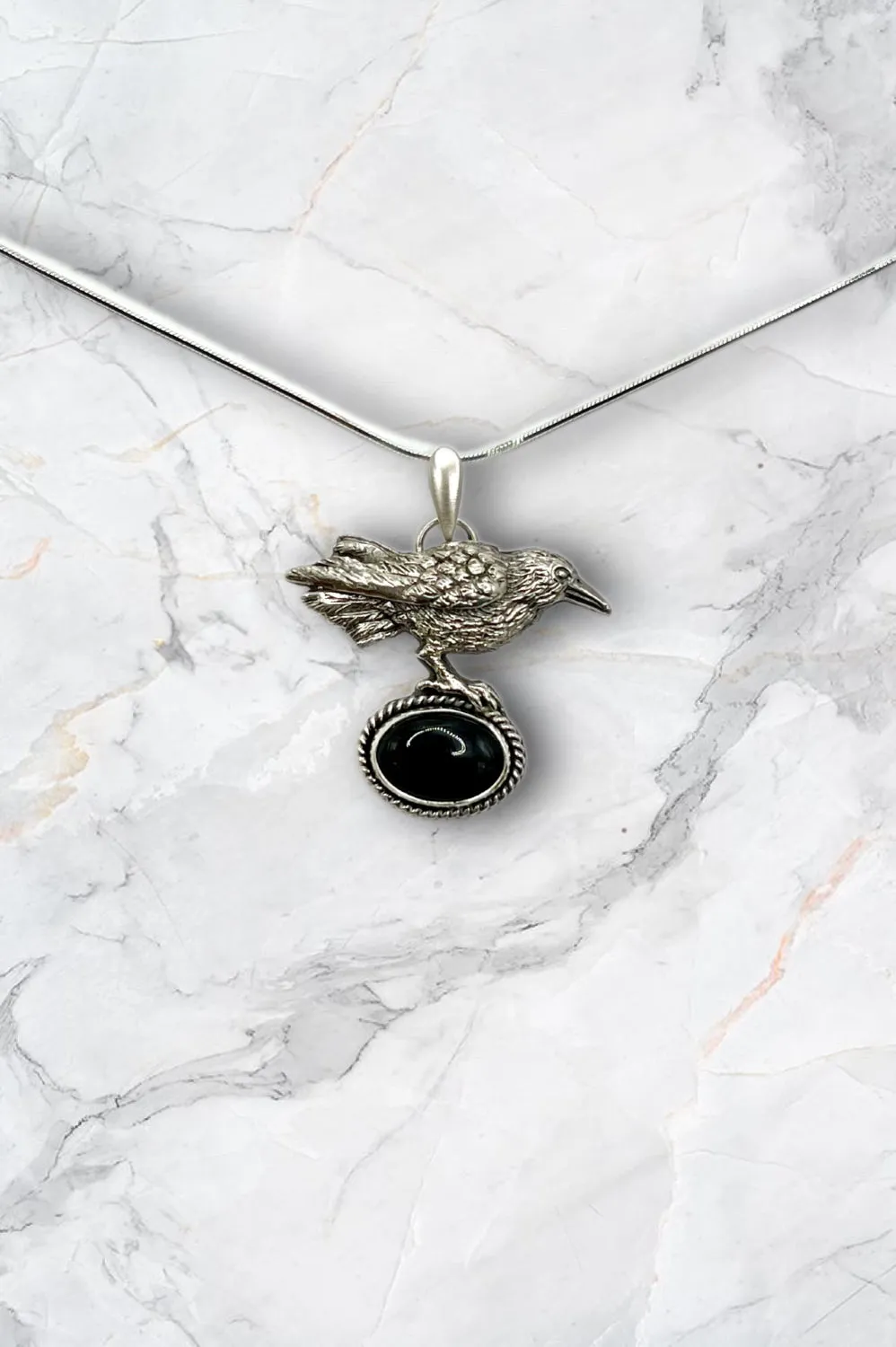 Obsidian Raven pendant