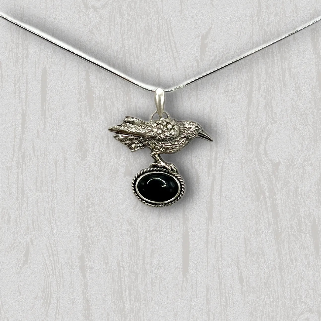Obsidian Raven pendant