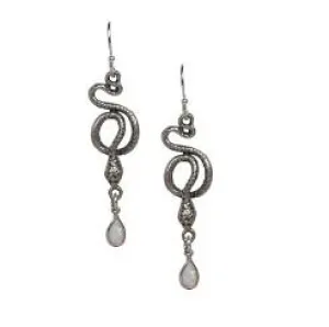 Opal Snake Earrings in Silver