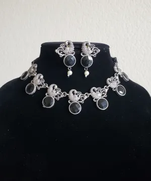 Peacock Necklace With Oxidied Plating