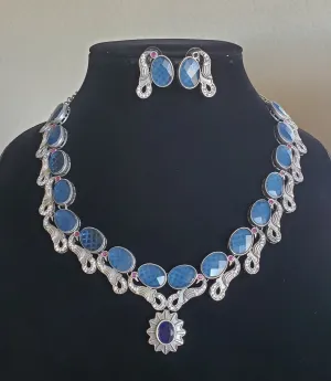Peacock Necklace With Oxidied Plating