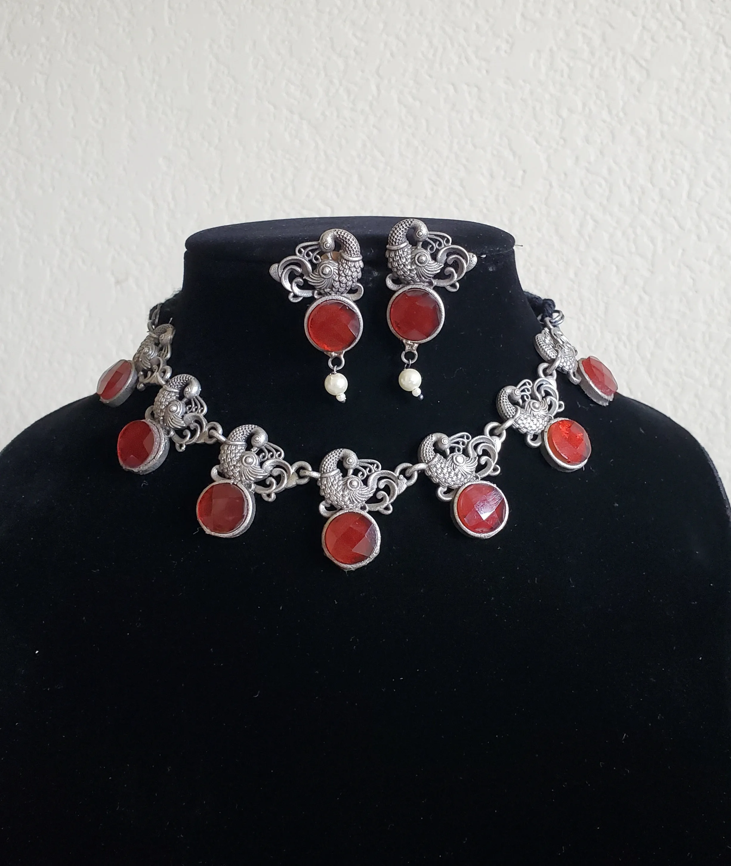 Peacock Necklace With Oxidied Plating