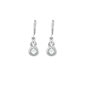 Pearl and Diamond Sterling Silver Earrings