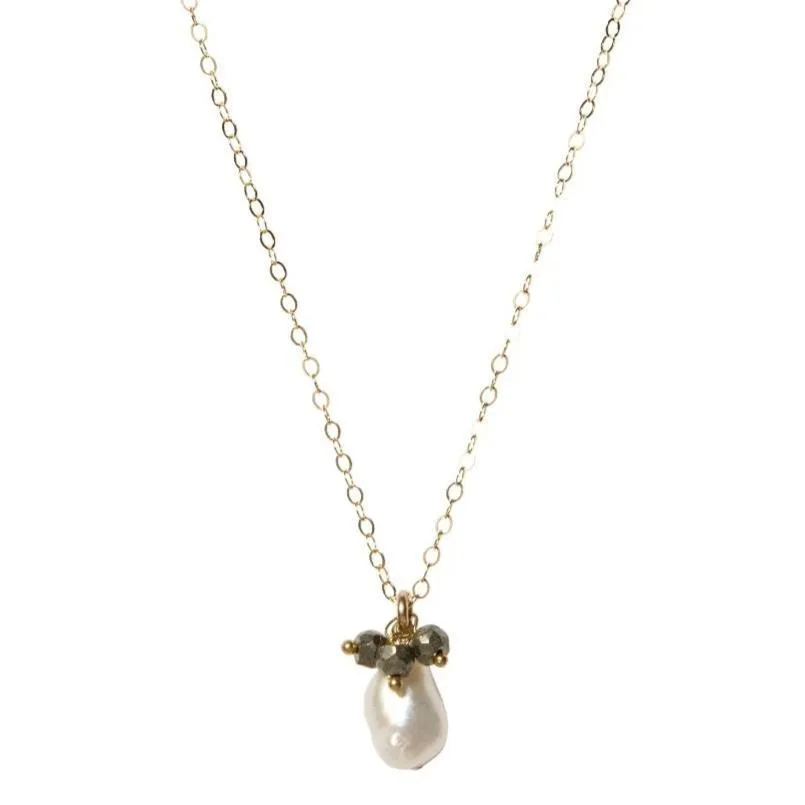 Pearl and Pyrite Keepsake Necklace