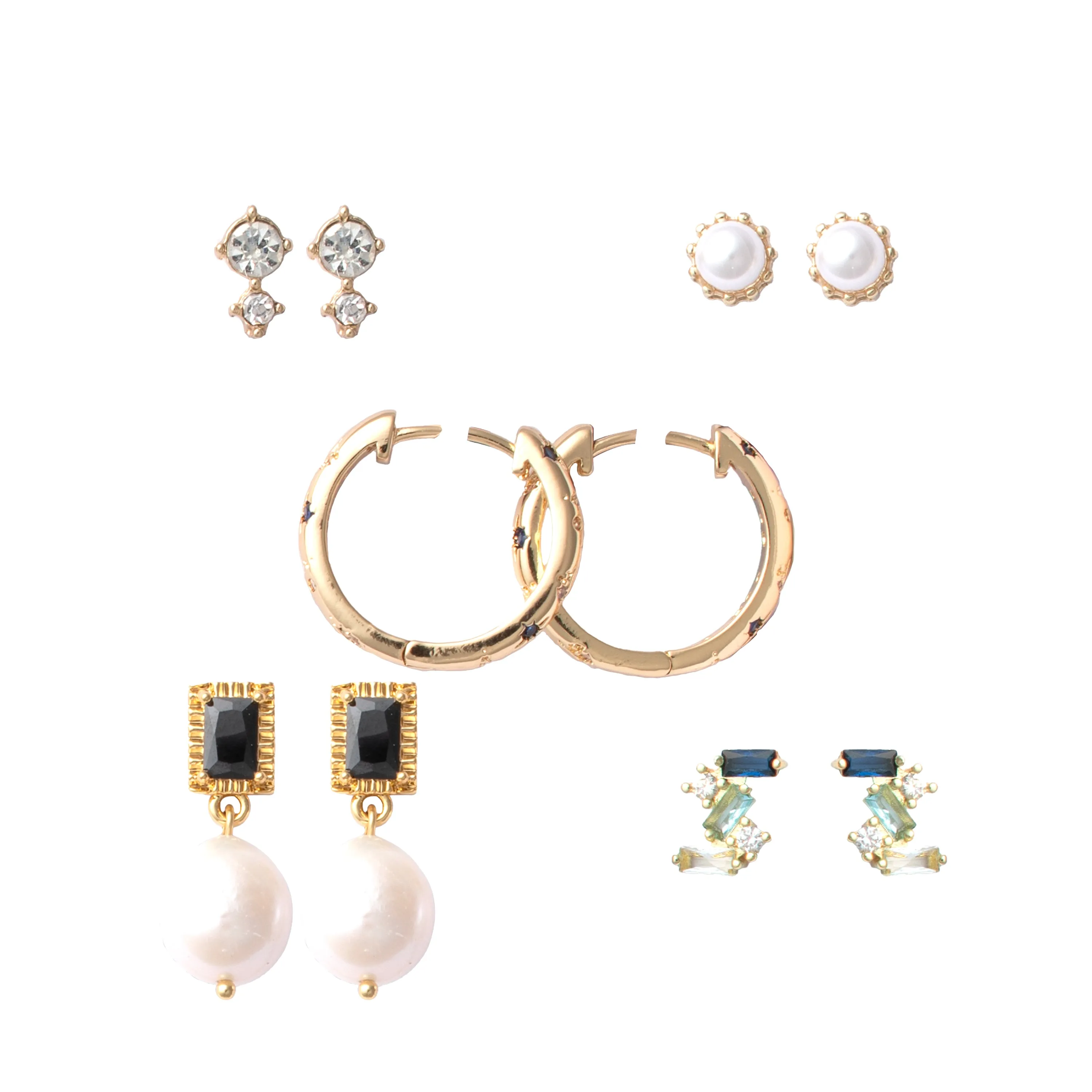 Pearl Drop & Hoop Earring Set