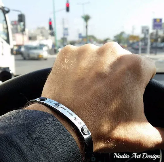 Personalized Leather ID Bracelet for Men