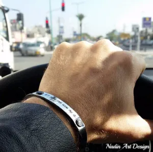 Personalized Leather ID Bracelet for Men