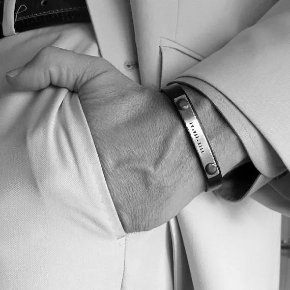 Personalized Leather ID Bracelet for Men