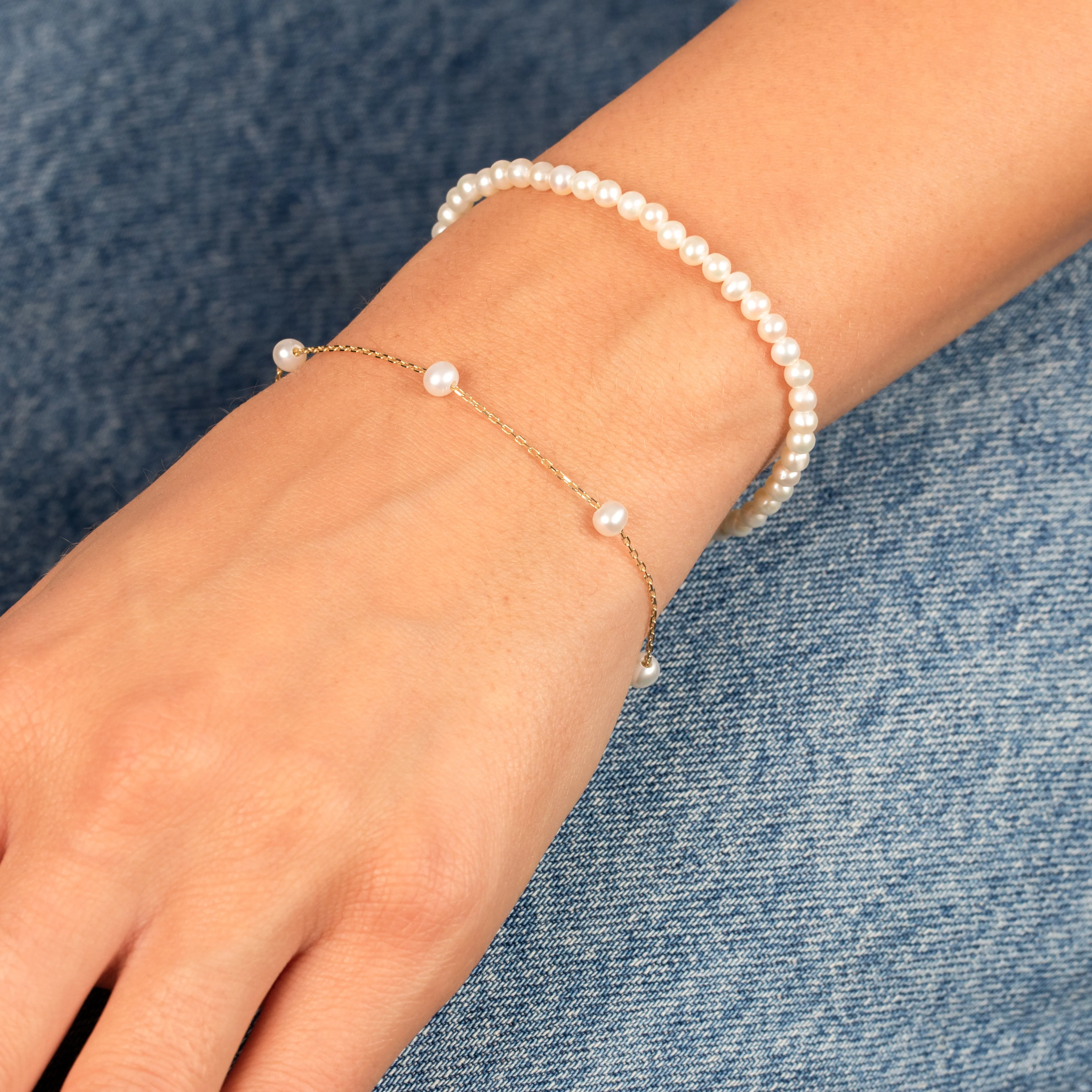 Petite Multi Pearl Bracelet 14K