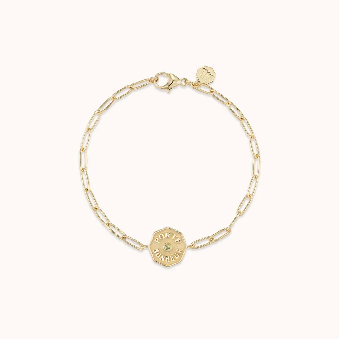 Petite PB Raised Gold Bracelet Peridot