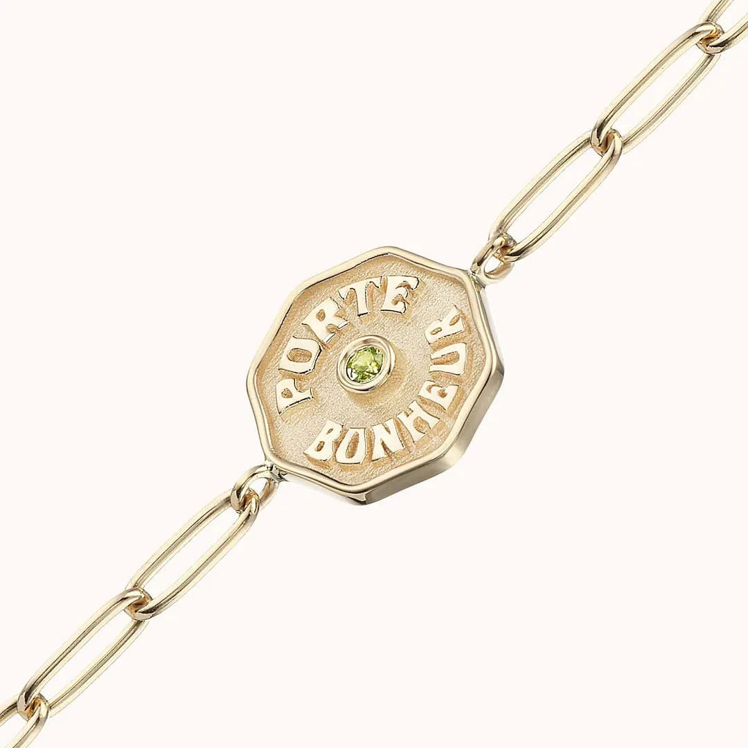 Petite PB Raised Gold Bracelet Peridot